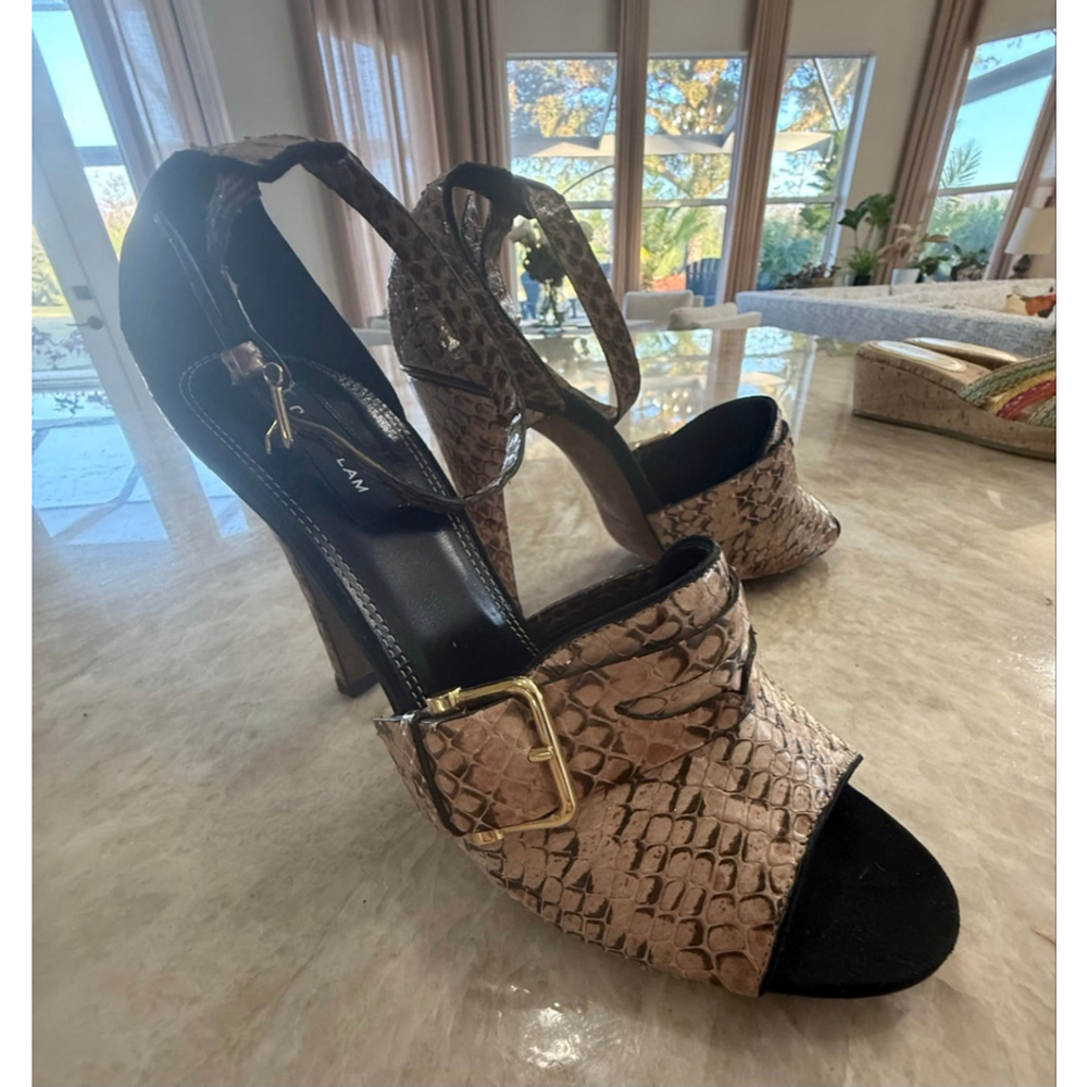 Derek Lam Beige Peach Python Print Heels Size 9, … - image 2